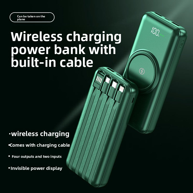 Wireless Charging Power Bank with Built-in Cable