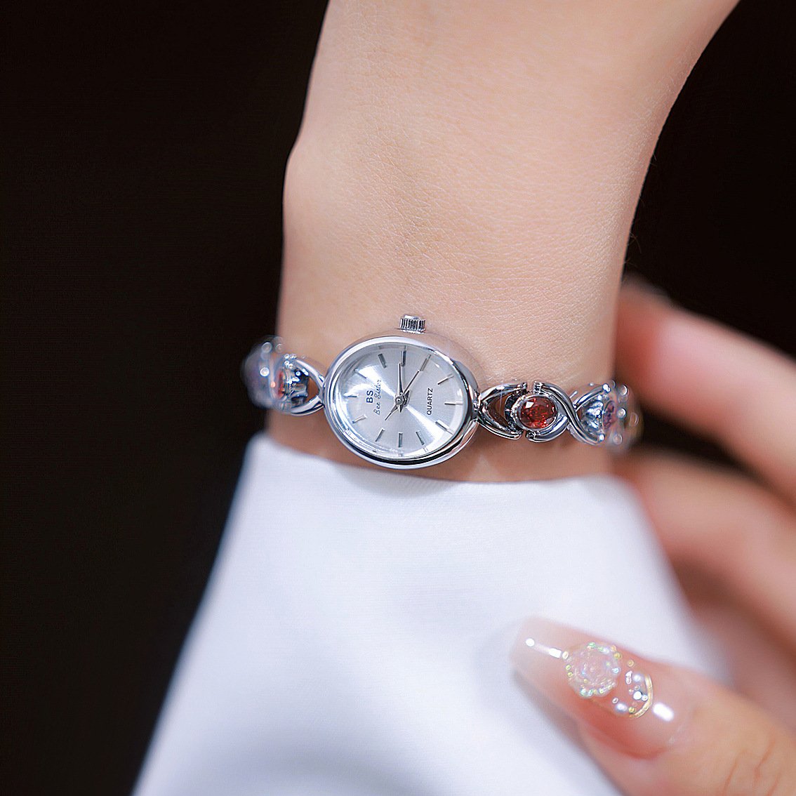 BS brand 2023 New HOT Watch Factory Direct fashion trend Oval color treasure rainbow light luxury F1726