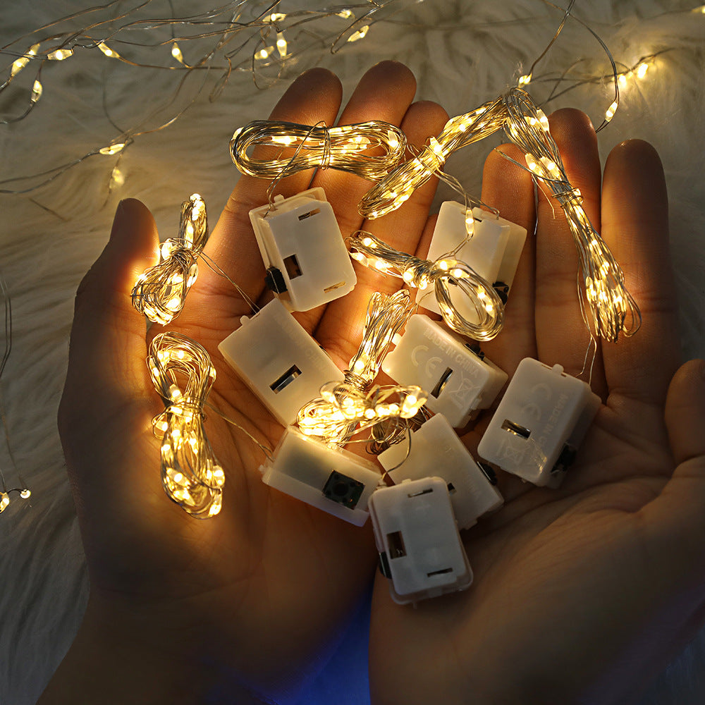 Led Copper Wire String Lights Three-gear LED Small White Box String Lights Express Gift Box Wave Ball Decorative Atmosphere Layout