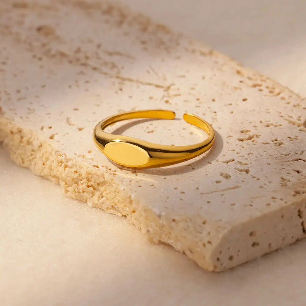 Simple Geometric Adjustable Gold Plated Ring