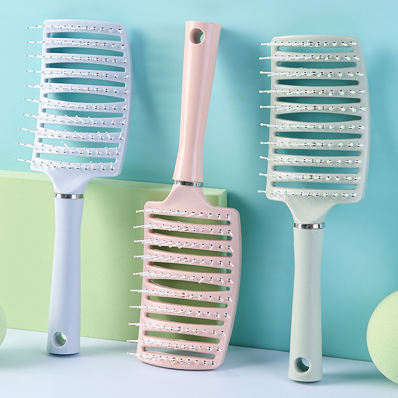 High Skull Top Fluffy Curved Hair Comb with Wide Teeth for Styling and Scalp Massage