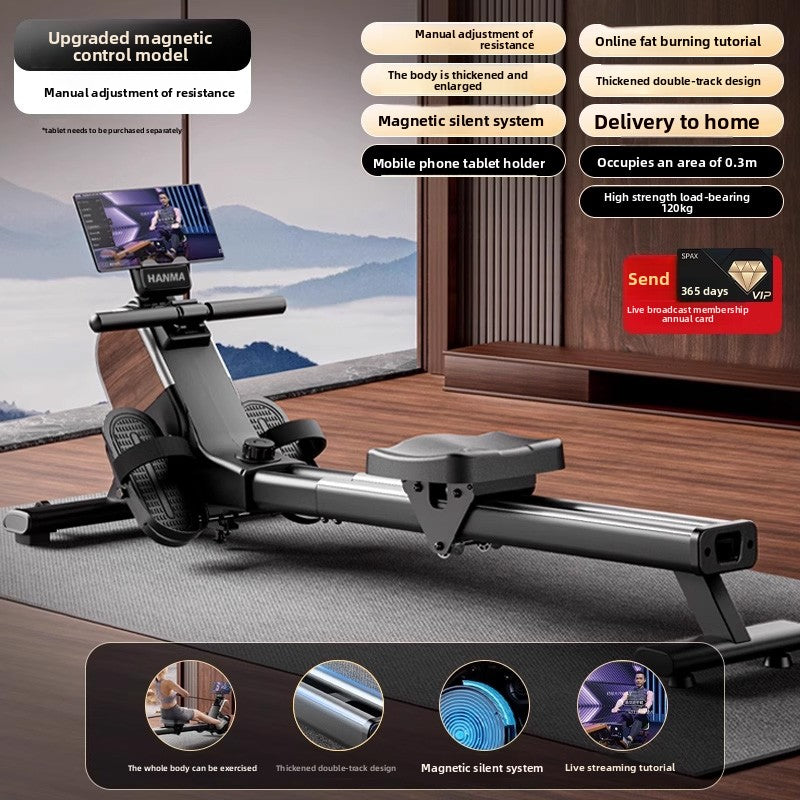 Foldable Smart Rowing Machine with Magnetic Resistance for Home Fitness