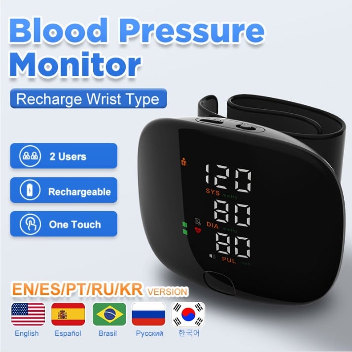 in stock Wrist Voice Blood Pressure Meter Home Electronic Blood Pressure Meter Chinese and English Voice Smart Wrist Blood Pressure Meter