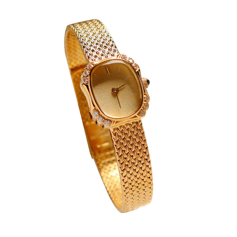 New Designer Square Exquisite Diamond Set Wheat Ears Women's Quartz Small Watch