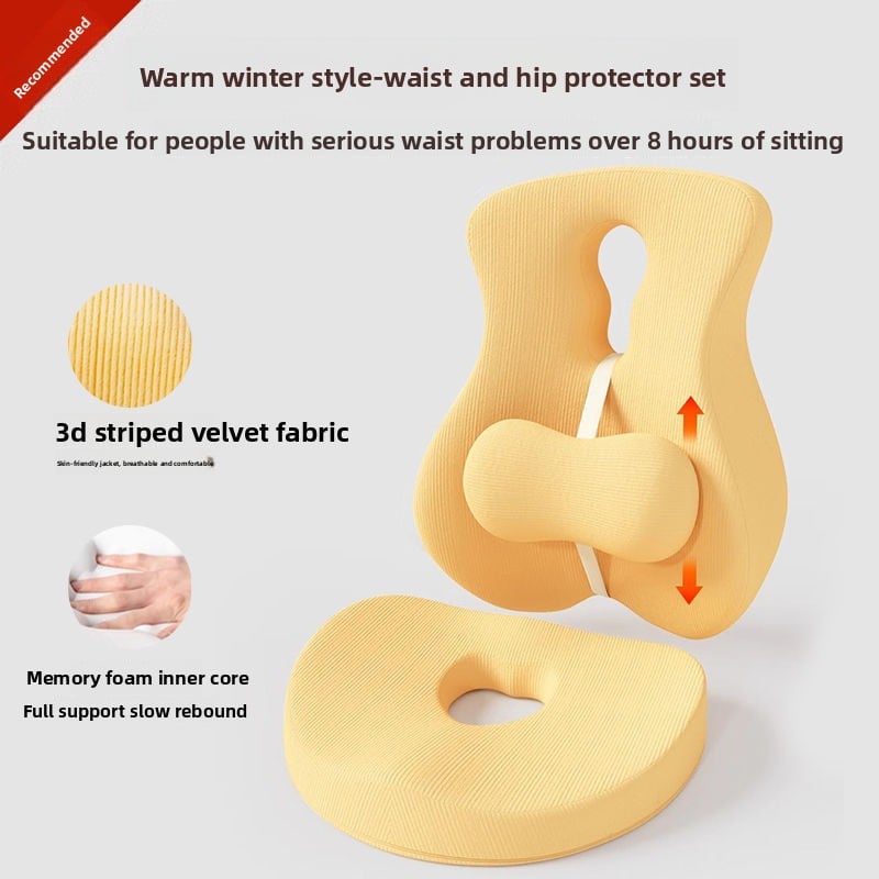 Ergonomic Memory Foam Back Support Cushion for Office Chair