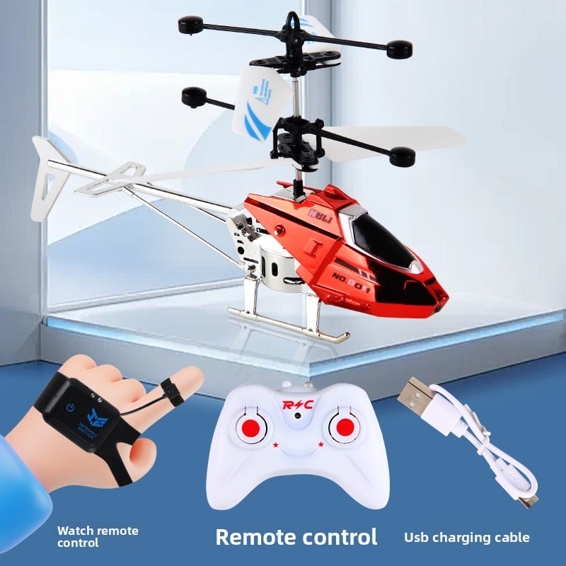 Alloy remote-controlled helicopter, shockproof and anti-collision aircraft with light toy