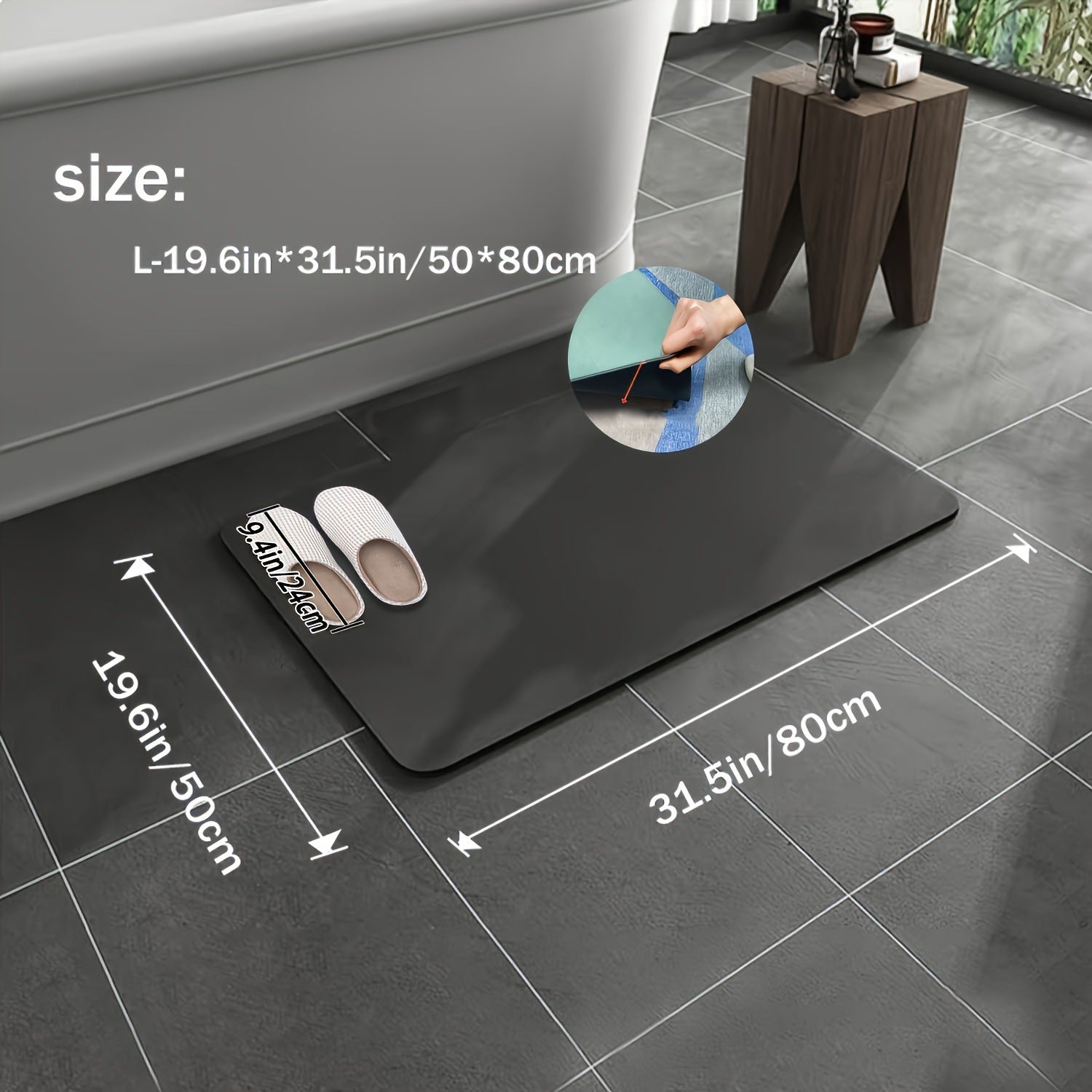 Absorbent Anti-Slip Diatom Mud Bathroom Floor Mat.