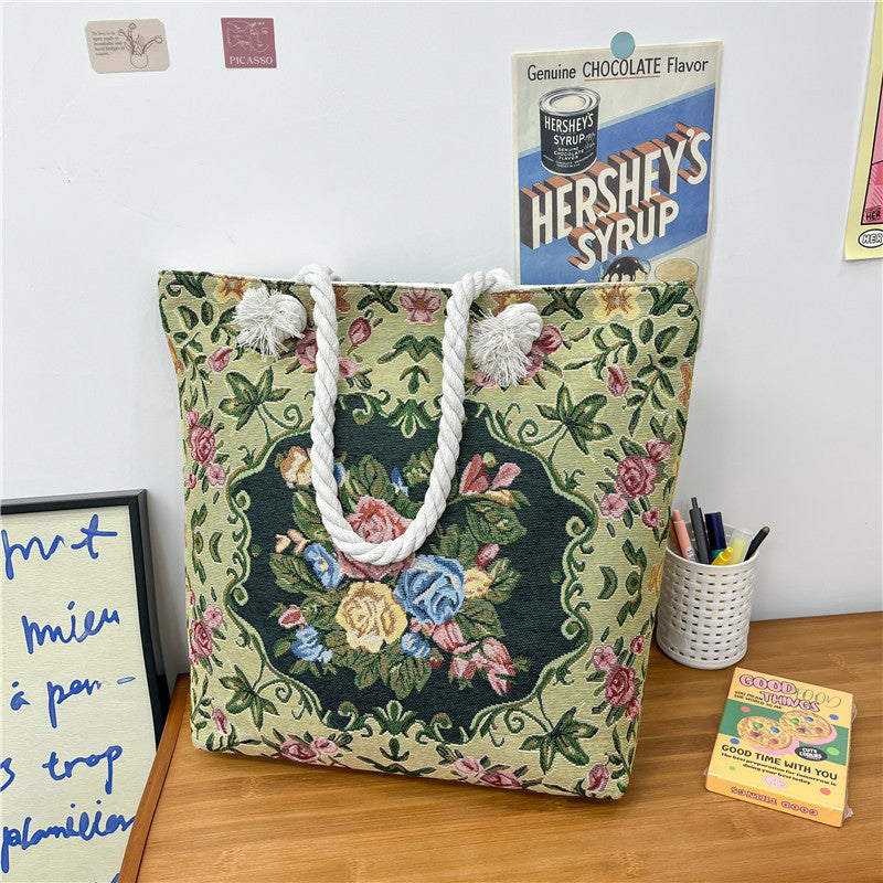 Canvas shoulder bag, simple tote bag for tutoring/study