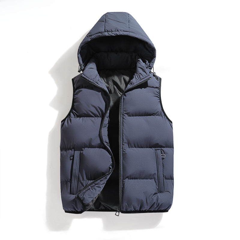 Men's Down Cotton Vest with Hood