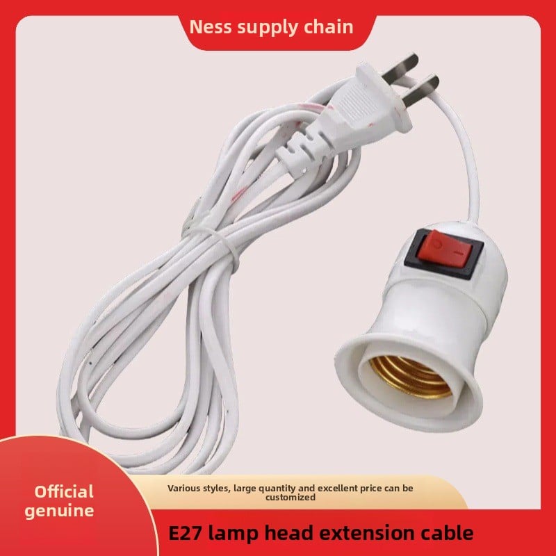E27 Screw Lamp Cap with Switch and LED Extension Cable