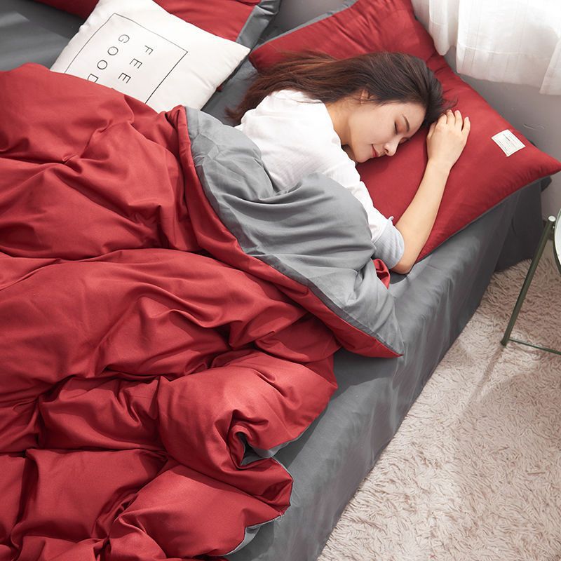 Four-piece Set Nordic Style Wash Cotton Quilt Cover Net-red Bed Sheet Student Dormitory Bedding