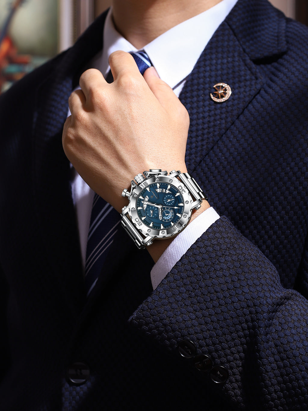 Swiss Men's Quartz Watch with Luminous Display and Waterproof Design