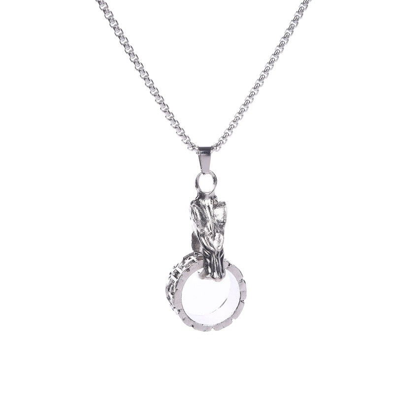 Hip-Hop Wolf Head Fingerring Necklace