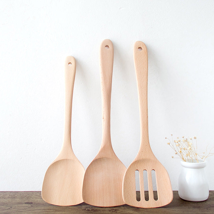 Beech Wood Unpainted Spatula Wooden Spoon