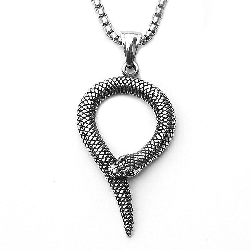 domineering double wolf head titanium steel pendant necklace