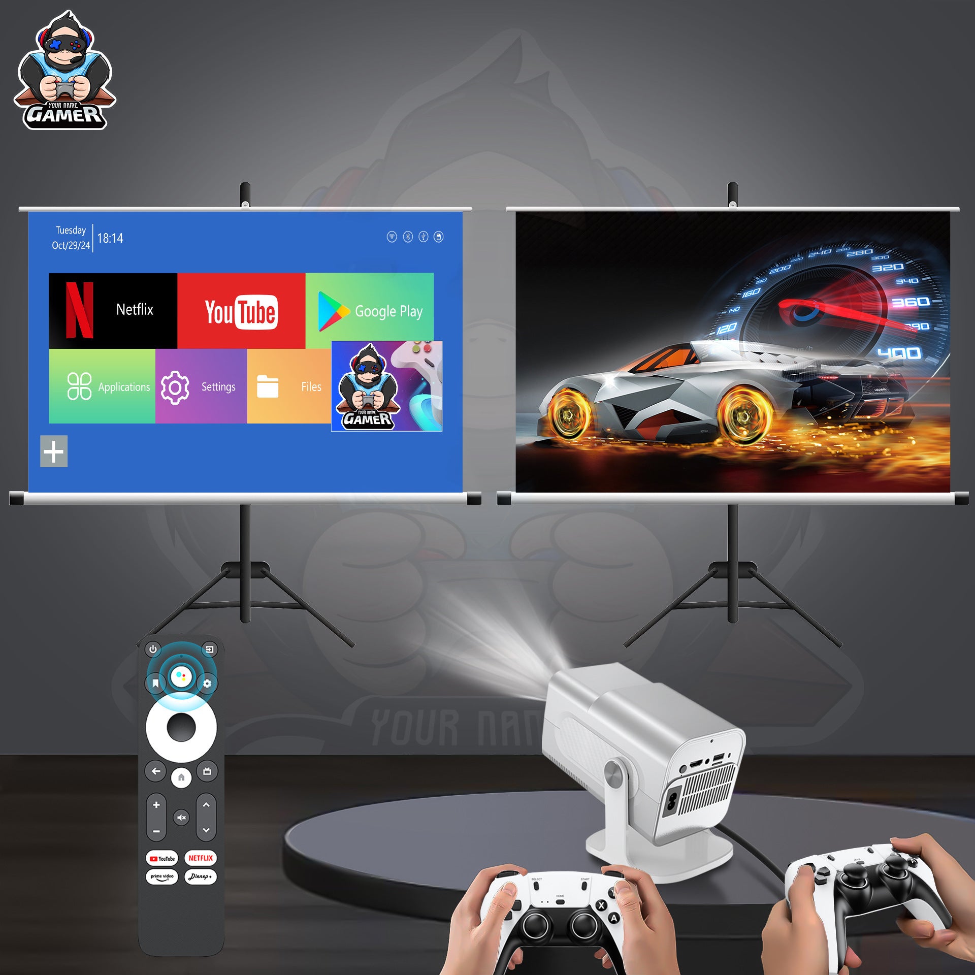 HCS350Pro Mini Projector with Android WiFi HD 720P
