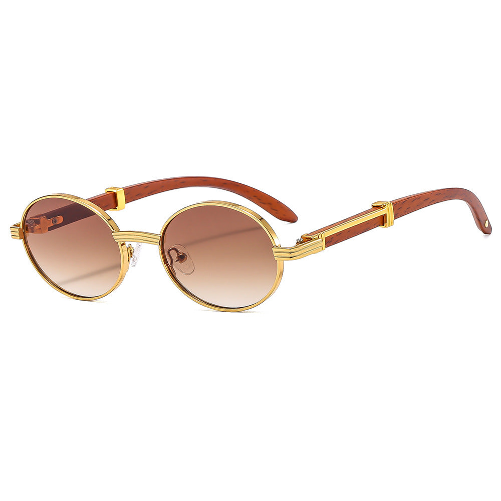 Wood-Grain Print Sunglasses UV Protection