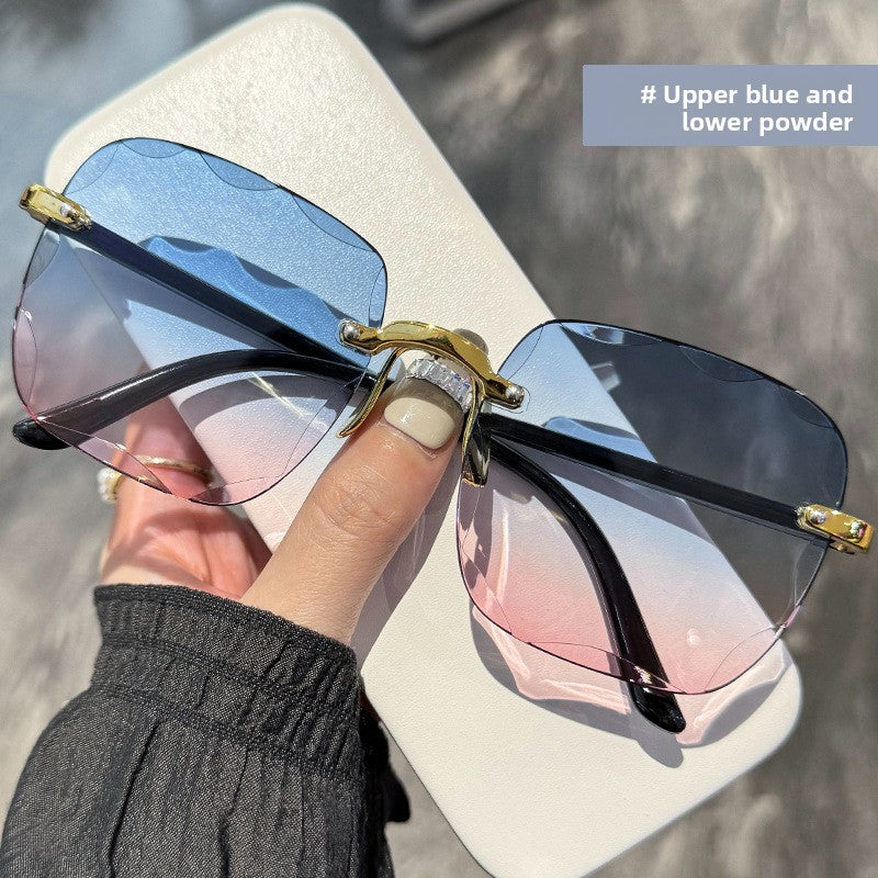 Frameless beveled sunglasses