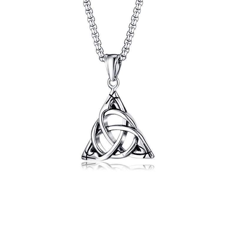 domineering double wolf head titanium steel pendant necklace