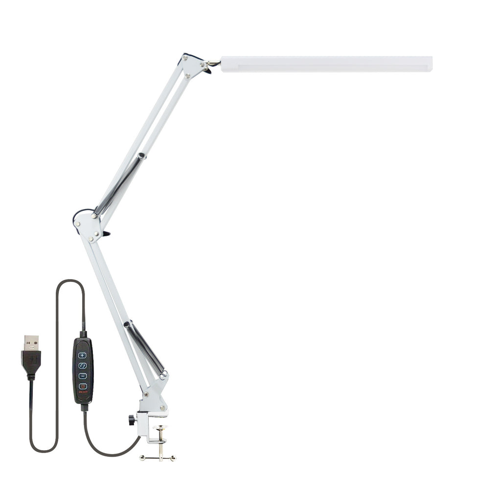 Long-arm clip double-head folding desk lamp