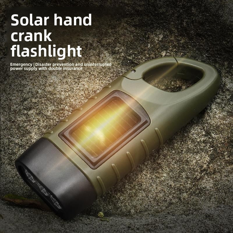 Solar Hand-Crank Flashlight with LED Emergency Light