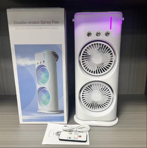 Dual-Nozzle Portable Humidifying Fan ? Compact Air Cooler with Hydro Cooling for Home Use