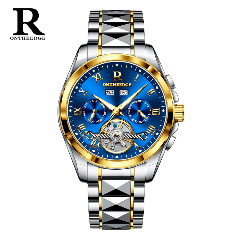 Men's Automatic Skeleton Mechanical Watch with Waterproof Feature