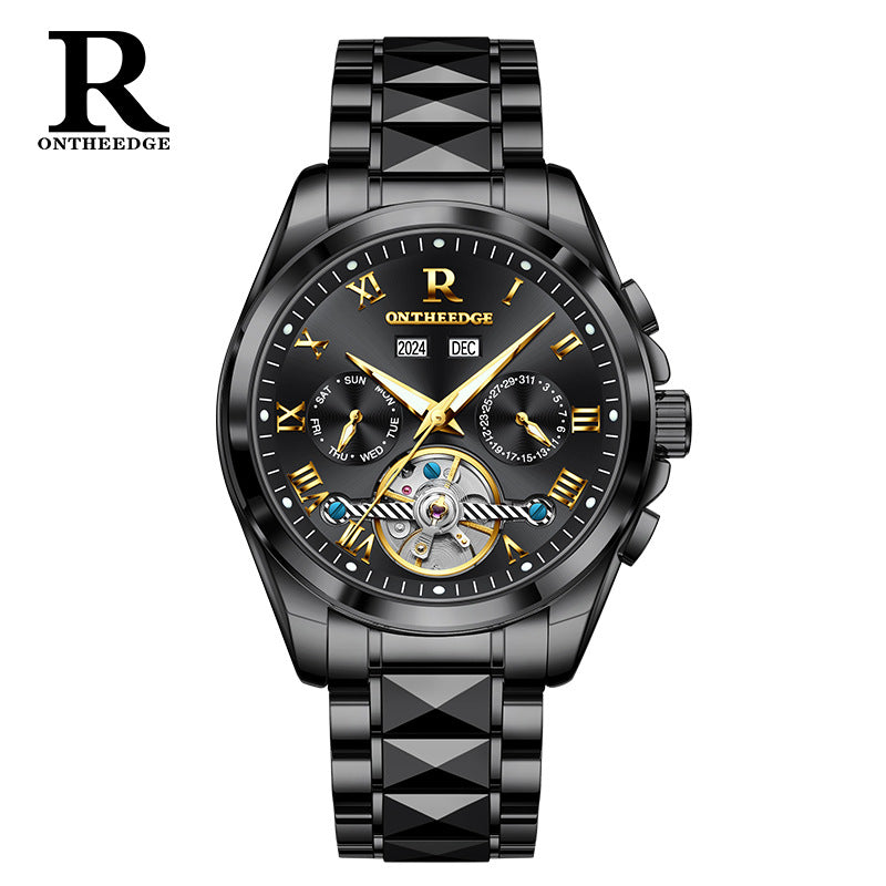 Men's Automatic Skeleton Mechanical Watch with Waterproof Feature