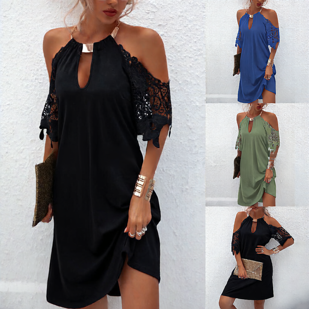 Patterned hollowed-out metal necklace-style dress