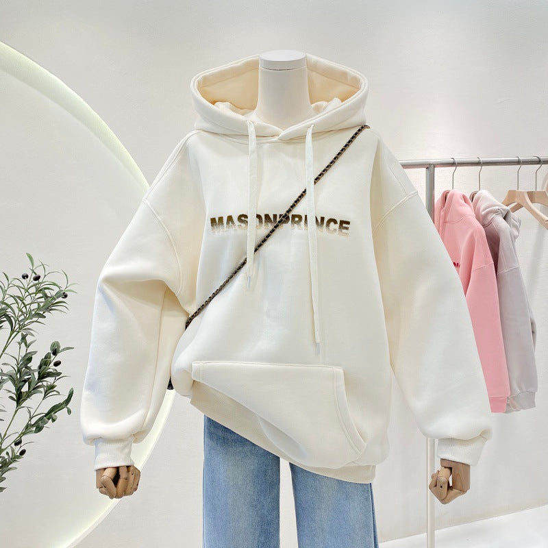 A Korean version of a niche casual hoodie with a letter hood