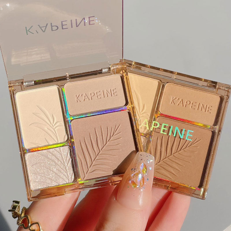 Four-color high-gloss repair plate shadow Pearl matte brightening glitter powder high-gloss powder cake repair plate natural three-dimensional cross-border