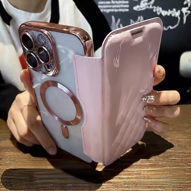 Magnetic Flip Card Leather Case