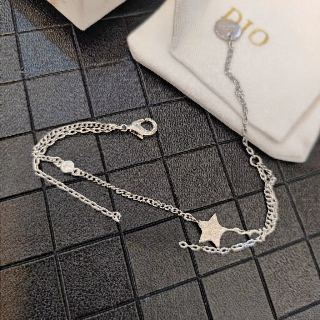 Double Layer Star and CD Letter Diamond Bracelet for Women