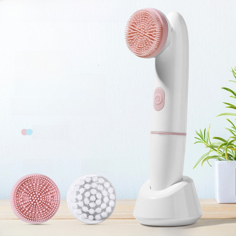 Electric Silicone Facial Cleansing Brush with Ultrasonic Vibration