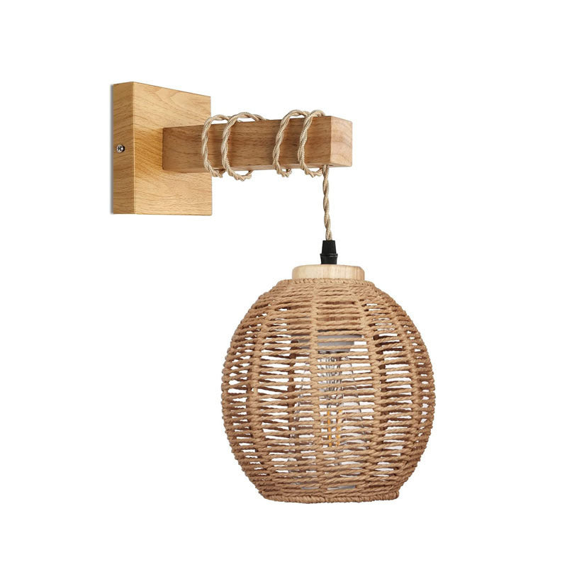 Bamboo woven bedside wall lamp