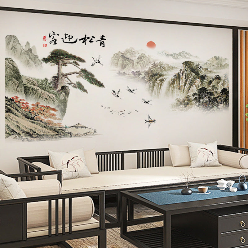 landscape ink painting home wall self-adhesive mural decoration