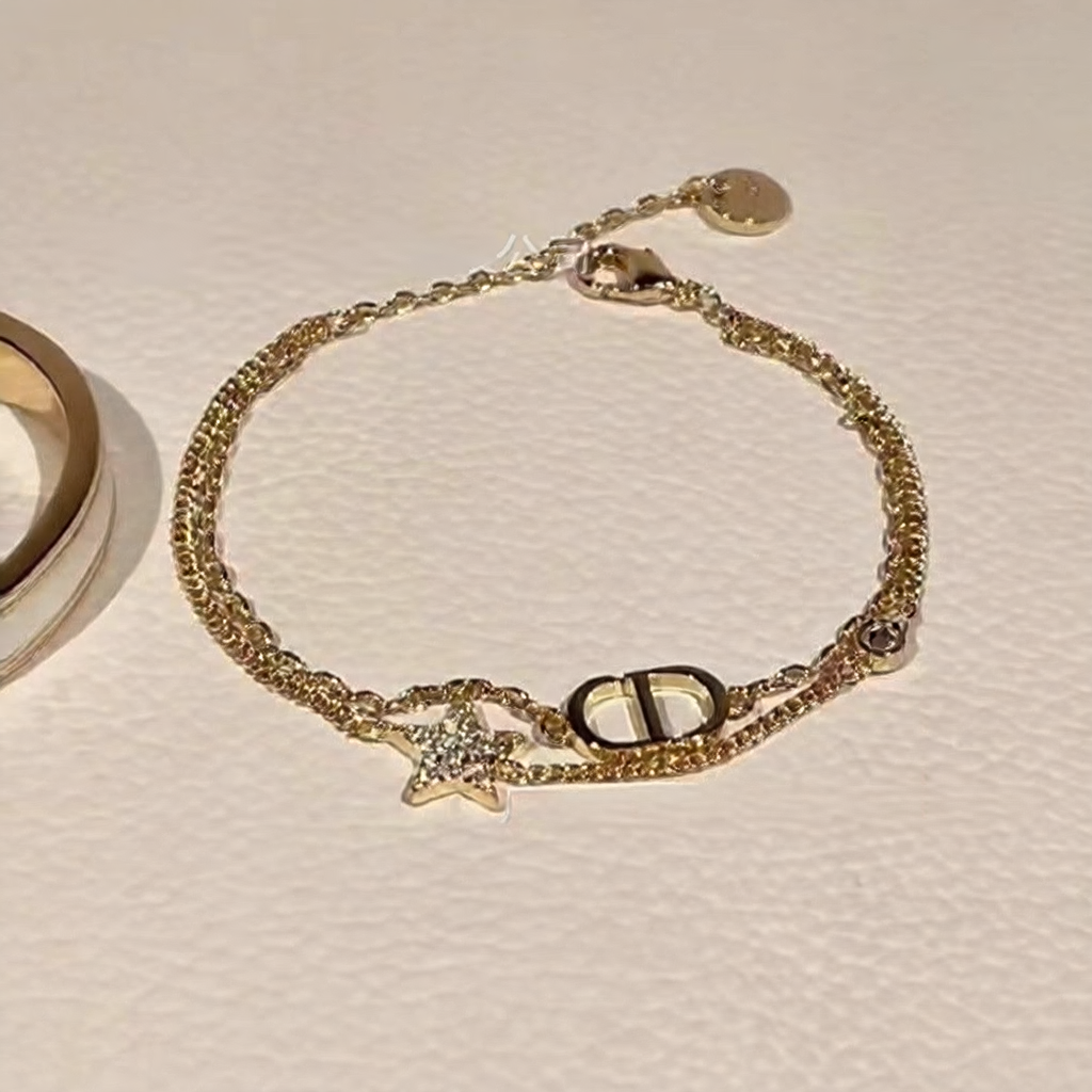 Double Layer Star and CD Letter Diamond Bracelet for Women