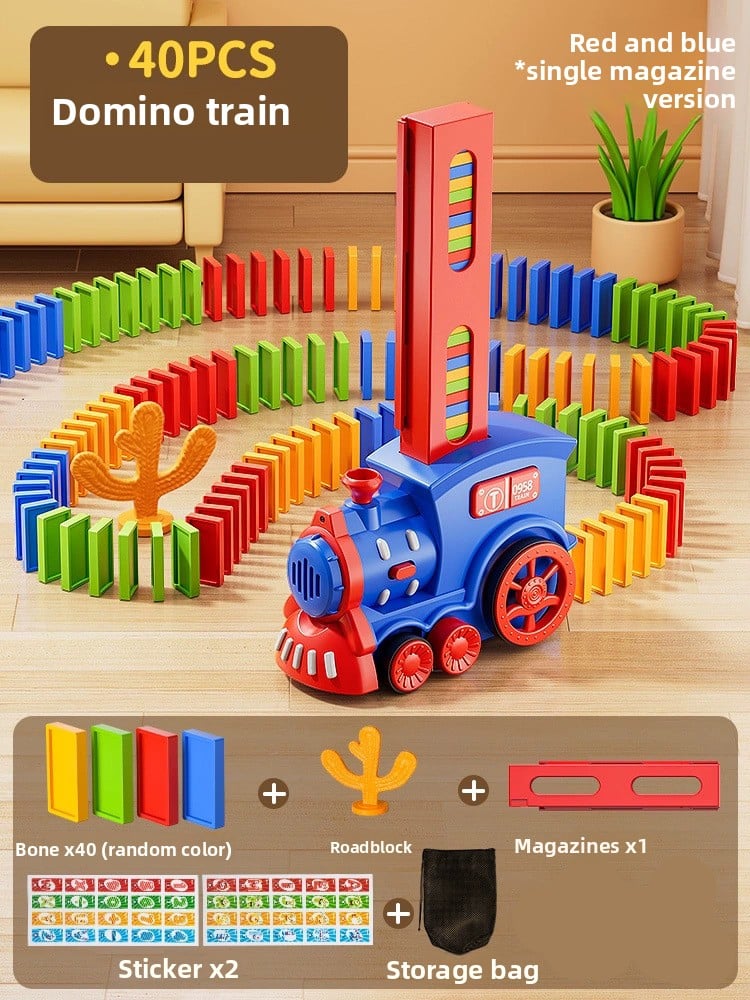 Children's automatic domino distribution train toy