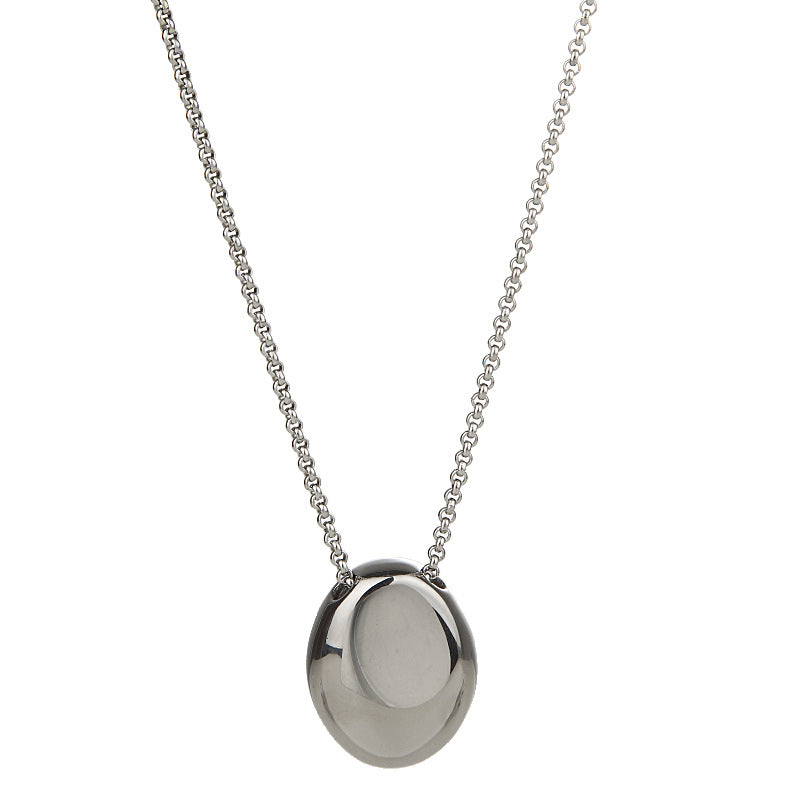 Titanium Steel Oval Pendant Necklace