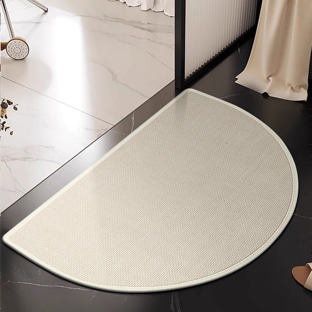 Linen floor MATS are placed in the bathroom