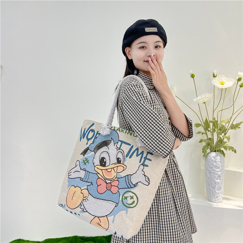 Canvas shoulder bag, simple tote bag for tutoring/study