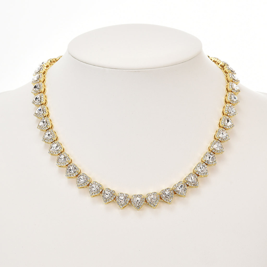 Hip-hop heart-shaped rock candy necklace