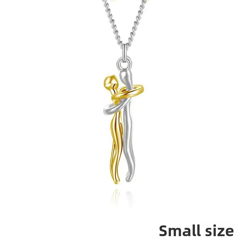Couple Embrace Pendant Necklace