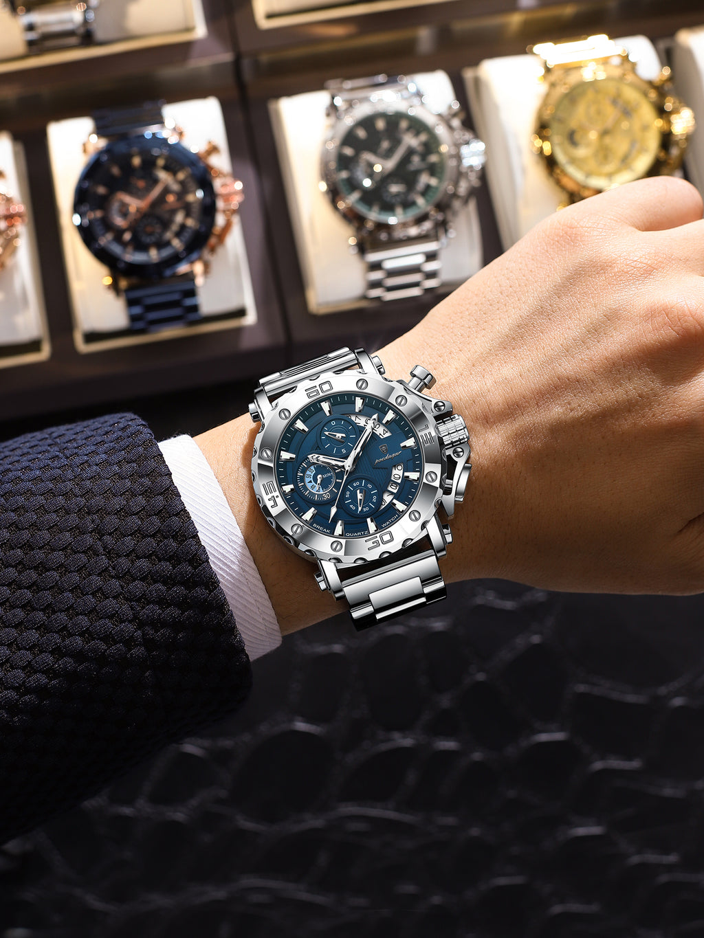 Swiss Men's Quartz Watch with Luminous Display and Waterproof Design