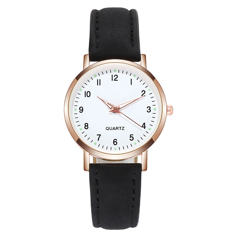 Ladies' quartz watch with brushed leather