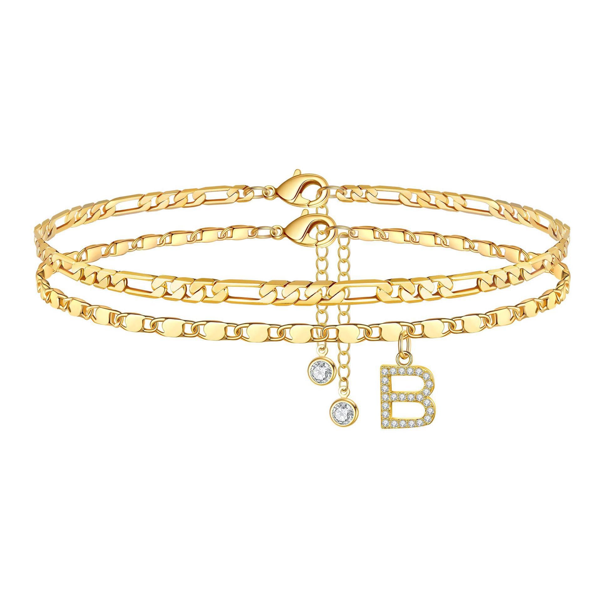Bohemian Zircon Plated Alphabet Anklet