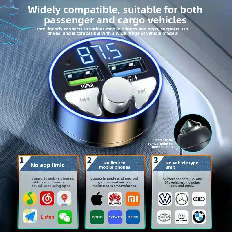 Car Charger with Bluetooth Player and Fast Charging