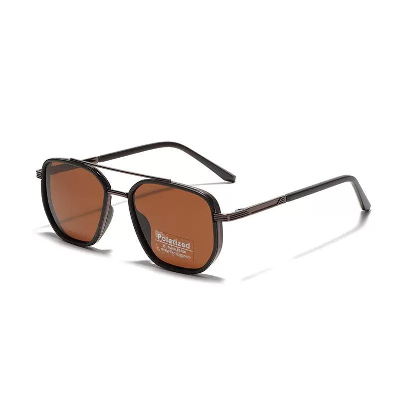 Semi-Metal Large Square Frame Sunglasses for Men