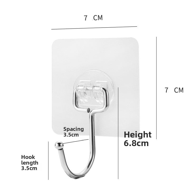 Metal large hook with strong adhesive and no need for drilling holes