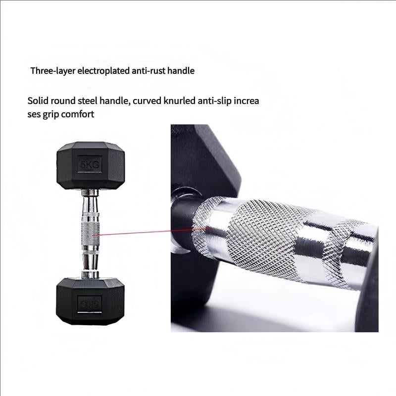 Iron core hexagon coated dumbbell home fitness equipment 1kg weight coated pure iron gym fixed